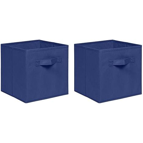 Foldable Storage Boxes,Non-Woven Fabric Storage Box Set,Storage Drawers for Cube Storage Unit,26.5x26.5x28 cm (Navy, Set of 2)