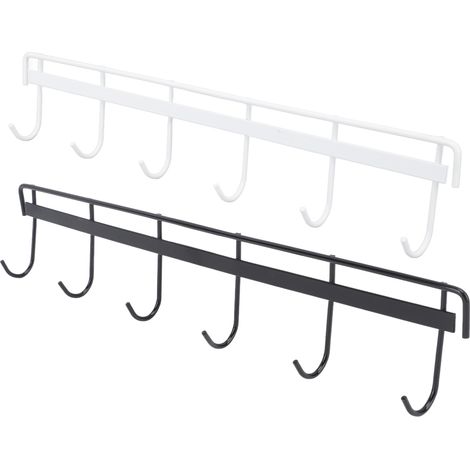 2-teilige Wandgarderobe aus Edelstahl mit 6 Haken für Kleidung, Handtücher und Hüte, 6 Haken, 1 schwarz, 1 weiß (1/5)