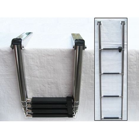 Stainless Steel Boarding Boat Ladder 4 Step (Folding Telescopic Fold Away Marine Platform)