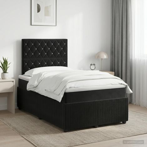 vidaXL Lit boxspring avec matelas Noir 120 x 190 cm Velours (1/5)