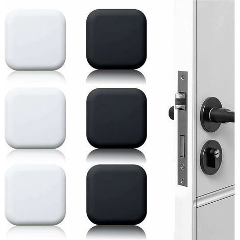 Butoir de porte mural grand 6 pièces tampon de porte autocollant en caoutchouc blanc/noir 45mm×45mm tampon de poignée de porte tampon mural pour poignées de porte contre butée de porte