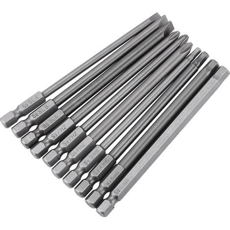BST Magnetischer Schraubendreher-Bit-Satz mit 1/4-Zoll-Sechskantschaft, 100 mm lang (Schlitz- + Kreuzschlitzkopf), 10-teilig (1/5)