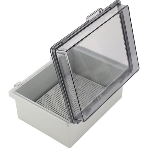 Anschlussdose aus ABS-Kunststoff, wasserdicht und staubdicht, mit Klappdeckel, universell für den Außenbereich geeignet, mit transparenter Abdeckung, grau (1/5)