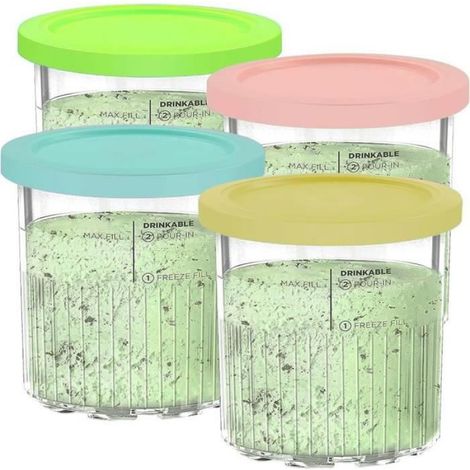 Bac À Crème Glacée - 4 Unités - Sans BPA - Résistant Au Froid - Pour Machine À Glace CREAMi Deluxe (1/4)