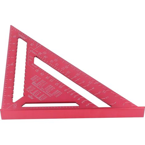 Équerre à bois en alliage d'aluminium rouge antirouille gravure nette pour menuiserie meuble 30,5 cm (1/5)