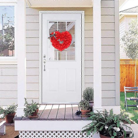 Couronne de Saint-Valentin en forme de cœur rouge, décoration murale ou de porte, accessoire de fête créatif, guirlande de fleurs artificielles pour la maison (1/4)