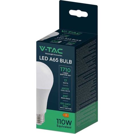 V-TAC VT-2017 Lampadina LED E27 goccia A65 17W lampada luce fredda 6500K - SKU 214458