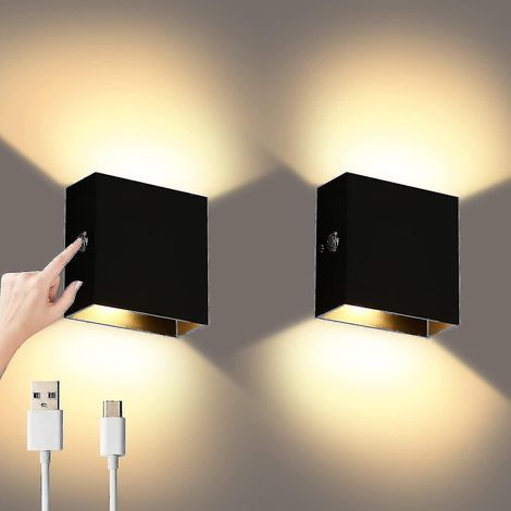 Set of 2 dimmable, rechargeable, touch-sensitive (up/down) wall lights. (1/5)