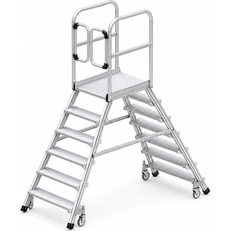 Plateforme mobile 2x7 marches - Hauteur max. de travail 3.70m - 638907-P (1/3)