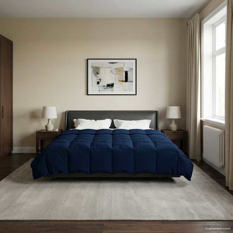Ganzjahresbettdecke Dunkelblau 200 x 220 cm Mikrofaser