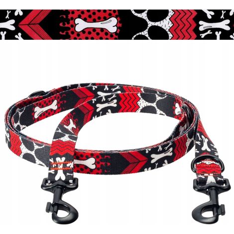 Correa de paseo ajustable de 240 cm para perros de hasta 20 kg, marca Ukory, estampado de huesos. (1/5)