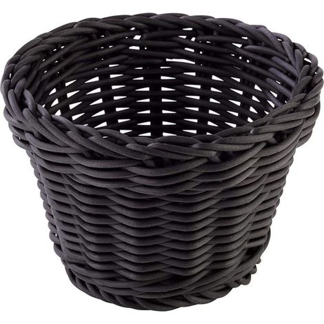 1 Corbeille ronde, Diamètre 13 cm, Hauteur 10 cm, Polypropylène noir, Pour buffet et service de pain (1/2)