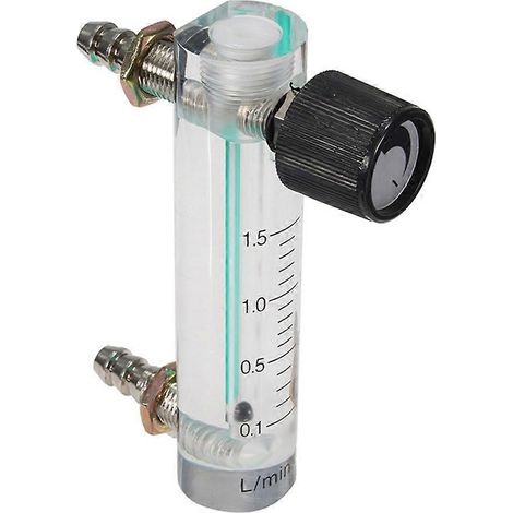 Débitmètre d'oxygène/air 0-1,5 l/min / Débitmètre de gaz avec connecteur métallique pour applications industrielles (oxygène/air/gaz) - Blanc (1/5)