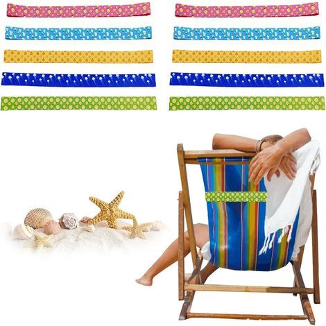 Set mit 10 elastischen Strandtuchbändern aus Gummi – Eine neue Alternative zu Strandstuhlclips – Für Handtücher, Strandstühle, Pools (30 x 5 cm) (1/5)