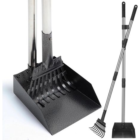 Trottinette à déjections canines, plateau durable et râteau à long manche pour chiens de petite, moyenne et grande taille (râteau + poêle) ensemble moyen (1/5)