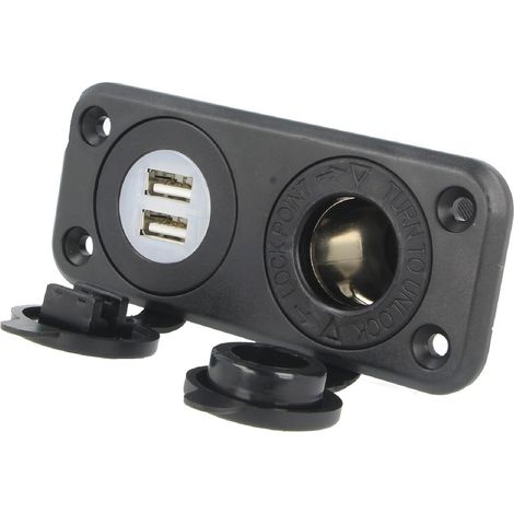 Alimentation Allume-cigare FDouble USB F - 10A - Noir - Visse