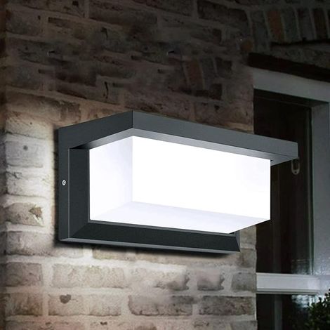 Applique Murale Exterieure 12W Lampe Murales LED Etanche IP65 Appliques Extérieure Imperméable Carrée Pour Balcon Tterrasse de Jardin Blanc Froid 6500K