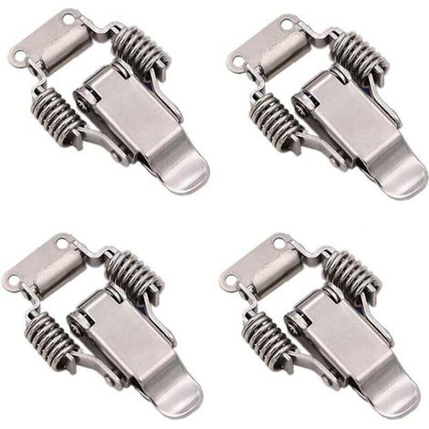 Set di 4 fibbie a clip in acciaio inox, serrature a leva per scatole, utensili manuali a sgancio rapido, porte metalliche resistenti per scatole, cassetti e armadi.