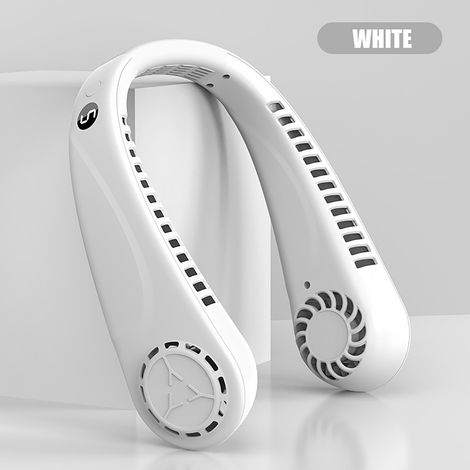 (K306 Blanc – Version à affichage numérique, 1800 mAh) Mini ventilateur de cou à cinq vitesses avec affichage numérique, rechargeable par USB, portable pour les sports de plein air (Remarque concernan (1/3)