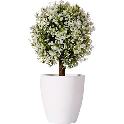 Buis en pot, plante boule décorative artificielle pour intérieur et extérieurblanc (1/5)