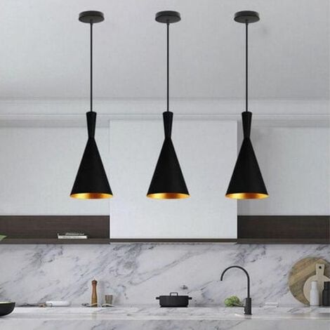 Lot de 3 lampes murales nordiques E27 métal noir cuisine chambre café bar (1/3)