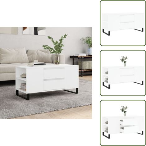 Couchtisch Weiß 102x44,5x50 cm Holzwerkstoff - Couchtisch - Wohnzimmerstil - Holzwerkstoff - Weißer Couchtisch - TV Stand