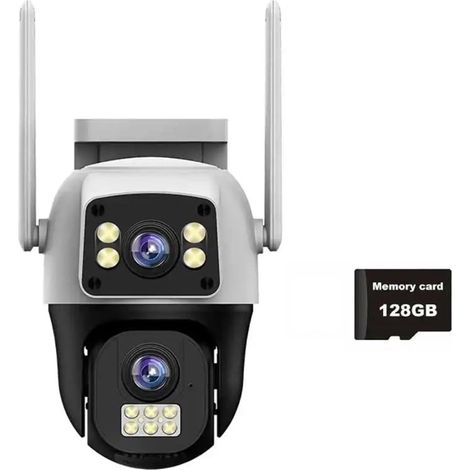 Caméra IP PTZ 2MP 4G avec Carte SIM, Double Objectif, Double écran, Wi-FI sans Fil, Surveillance extérieure, détection Humaine et Protection de sécurité(2MP Cam Add 128G) (1/5)