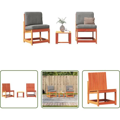 Gartentisch - 3-tlg. Garten-Lounge-Set Wachsbraun Massivholz Kiefer (1/5)