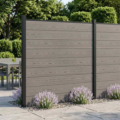 vidaXL Set di Recinzione 699 x 186 cm WPC e Alluminio Grigio