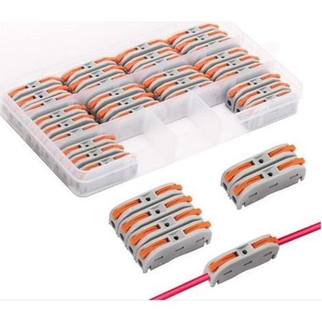 Connecteurs Électriques Rapides à Levier, 30 Pièces, Bornes de Raccordement Automatiques 1 Entrée 2 Sorties, Modulaires et Empilables, Référence 95472933 (1/4)
