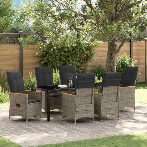 Conjunto de Comedor de Jardín 7 pcs Gris ratán sintético vidaXL (1/5)