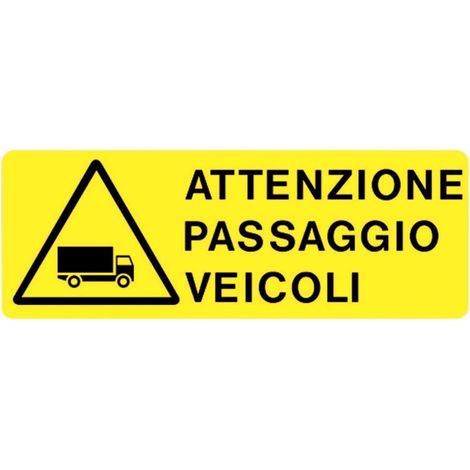 PUBBLICENTRO - CARTELLO IN PLASTICA ATTENZIONE PASSAGGIO VEICOLI 125X350MM