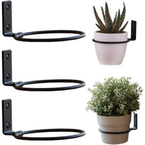 3 Pcs Black Flower Pot Holder Diameter 15cm Metal Wall Mounts for Flower Pot with Screws (1/5)