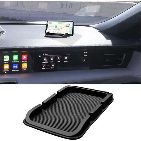 Tapis De Téléphone Antidérapant, Plateau De Tableau De Bord De Téléphone De Voiture, Tapis Antidérapant pour Tableau De Bord, Organiseur Multifonction 3 en 1 pour Tableau De Voiture Imperméable-Crezuo