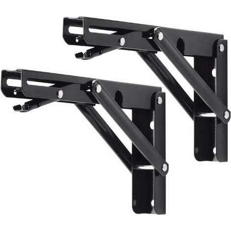 Équerre de Support Pliable L, 40 x 2,5 x 17,5 mm, Lot de 2, Charnière Robuste pour Table Pliante et Établi DIY, Noir (1/5)