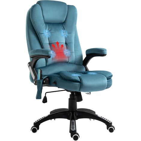 Sillón de oficina con masaje y calefacción, ergonómico, giratorio 360°, 68 x 72 x 110-120 cm, azul (1/5)
