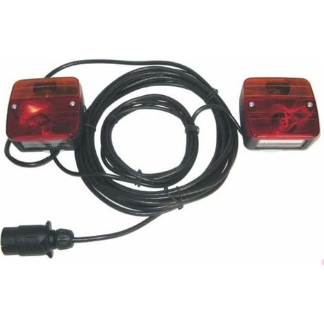 Lem Select – Kit éclairage à feux carrés à visser 7,5 m – 2 feux halogènes 105x97x50 – Câble d'alimentation 7 m – Pour remorques et caravanes (1/2)