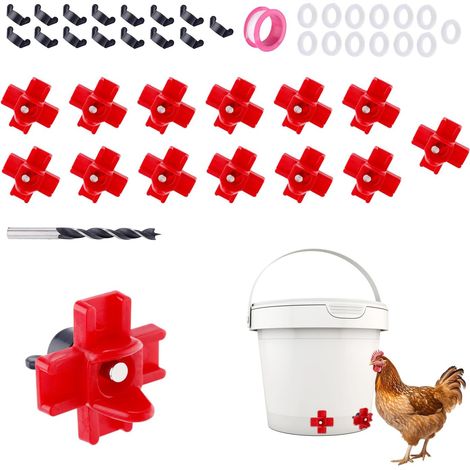 15pcs Tétine Abreuvoir Poule avec Foret, Montage Latéral Tétines d'eau Volaille Étanches Abreuvoir Automatique pour Volaille Mangeoire à Eau pour Poulet Utilisation en Extérieur (1/5)