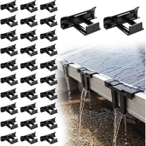 32 Stück 30-mm-Solarpanel-Wasserablaufklemmen Reinigungsclips für PV-Solarpanelmodule (1/5)