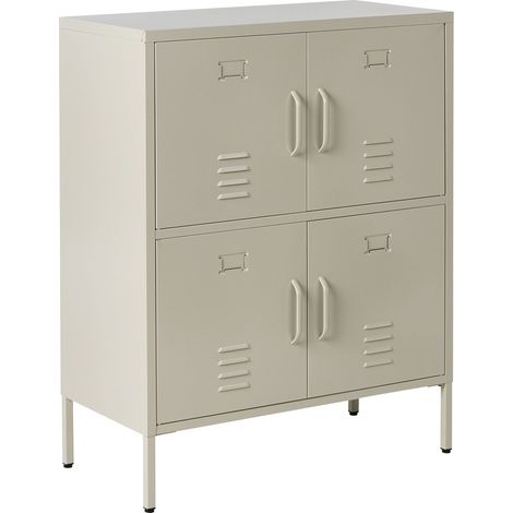 Armoire de Rangement Buffet Métallique à 4 Portes pour Bureau à Domicile Beige Clair Holbeck