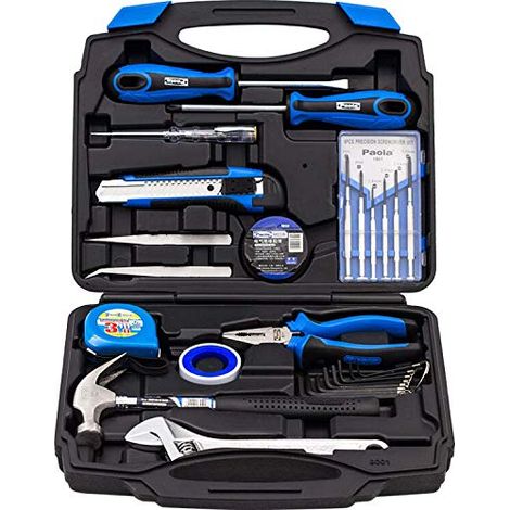 Mallette à Outils (26 pièces), avec Pince/Clé à molette/Tournevis/Marteau/Cutter/Mètre à ruban (1/5)