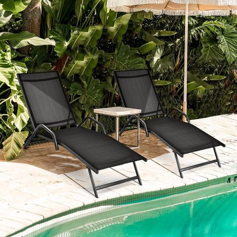 COSTWAY 2er Set Sonnenliege, Gartenliege bis 160 kg belastbar, 5-Fach verstellbare Rückenlehne, 184,5 x 62 x 71 cm, Outdoor Liegestuhl für Terrasse, Garten, Balkon (1/5)