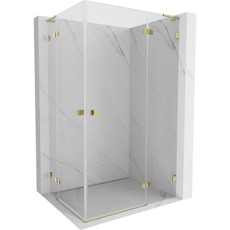 Mexen Lunar L Duo cabine de douche avec porte battante droite 105 x 85 cm, transparent, dorée - 834L-105P-085L-50-00 (1/3)