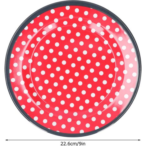 Lot de 12 assiettes à salade en porcelaine imitation de haute qualité, pour la maison, Red Dot (1/5)