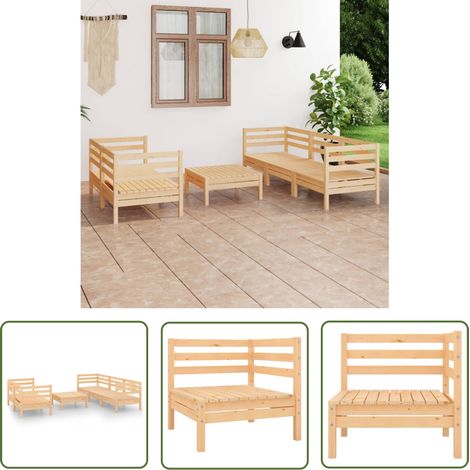 INLIFE Salon de jardin 6 pcs Bois de pin massif (1/5)