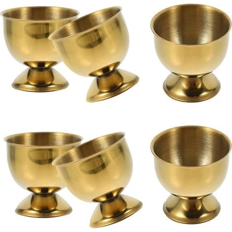 Lot de 6 coquetiers en acier inoxydable, supports de table pour œufs, petits verres à bière et à vin-4.70X4.70X4.70CM-Golden (1/4)