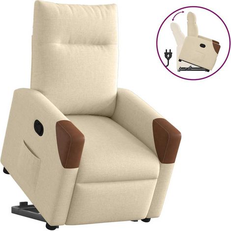 Relaxsessel mit Aufstehhilfe Creme Stoff