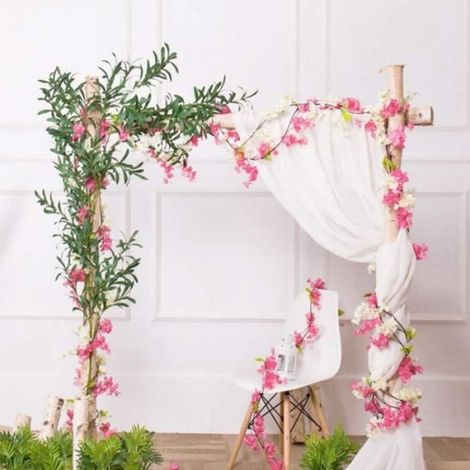 2pcs guirlande de fleurs de cerisier artificielles suspendues vigne fausses fleurs en soie pour la décoration de mariage à la (1/4)
