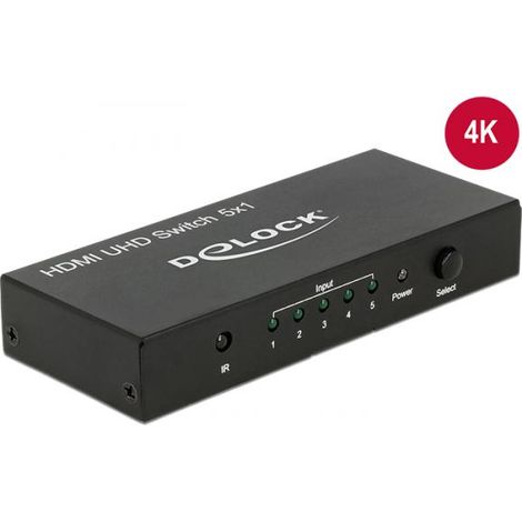 Interruttore video-audio - DeLock - Switch HDMI UHD - 5 x HDMI in - 1 x HDMI out - 4K (1/3)