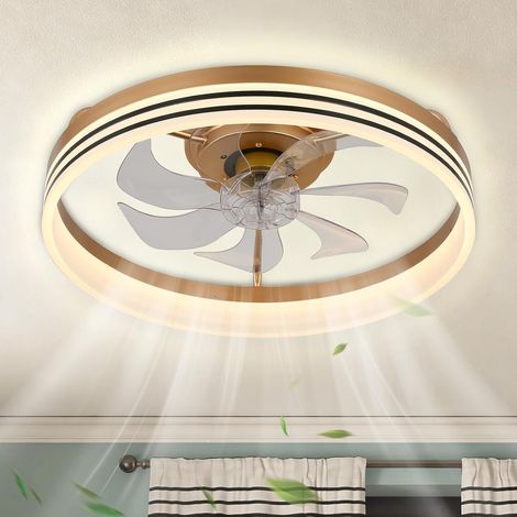 Ventilateur de plafond avec lumières et télécommande, ventilateur de plafond moderne à LED, lumières de ventilateur de plafond à profil bas pour la chambre à coucher, la cuisine et le salon (1/5)
